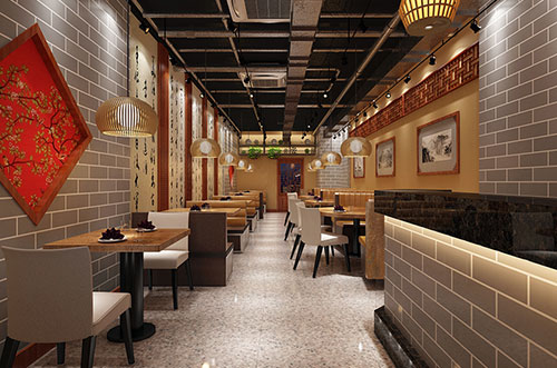 大岭山镇传统中式餐厅餐馆装修设计效果图